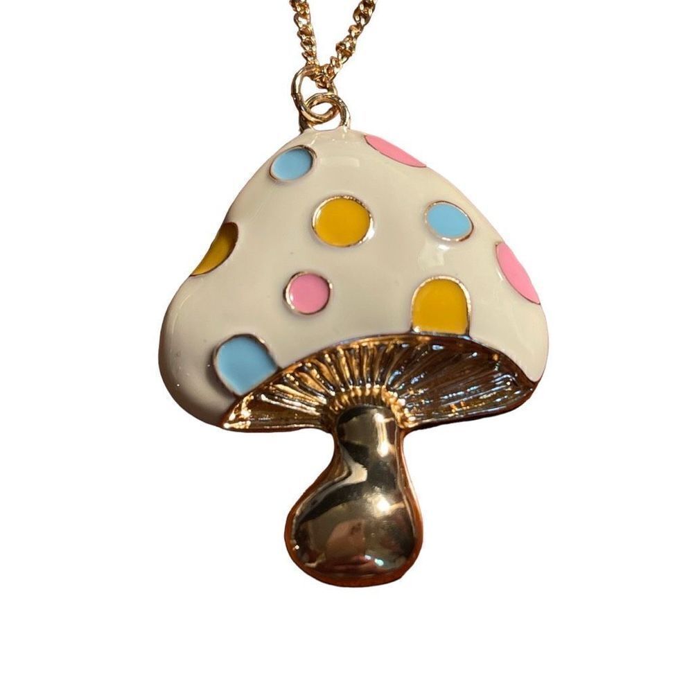 INC INTERNATIONAL CONCEPTS Gold-Tone Colored Mushroom Pendant Necklace, 18" + 3"